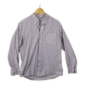 Southern Tide Maroon Purple Check Print Sports Shirt with Stretch Size Large